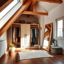 An elegant wardrobe set in a stylish attic (buhardilla) space