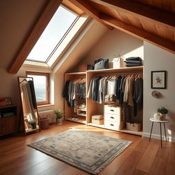 An elegant wardrobe set in a stylish attic (buhardilla) space