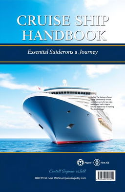 Front and back cover design for a cruise ship safety handbook, featuring a formal and professional layout