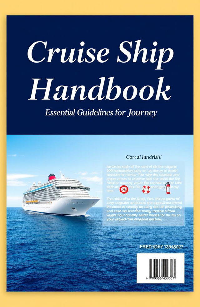 Front and back cover design for a cruise ship safety handbook, featuring a formal and professional layout