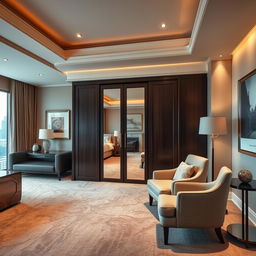 A luxurious wardrobe situated in an elegantly designed suite room