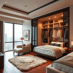 A beautifully designed wardrobe in an upscale suite room
