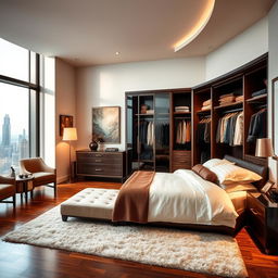 A beautifully designed wardrobe in an upscale suite room