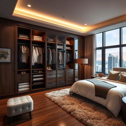 A beautifully designed wardrobe in an upscale suite room