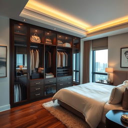 A beautifully designed wardrobe in an upscale suite room