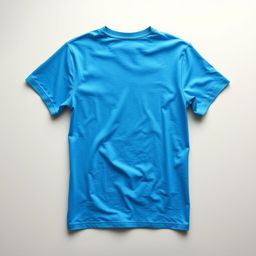 A vibrant blue t-shirt displayed prominently on a soft, neutral background