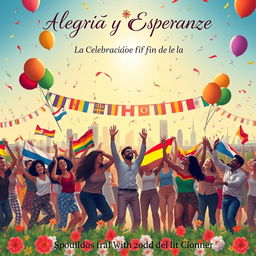 A vibrant celebration scene symbolizing joy and hope at the end of a war