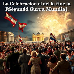 A powerful scene depicting the celebration at the end of World War II, capturing the spirit of joy and relief