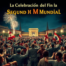 A powerful scene depicting the celebration at the end of World War II, capturing the spirit of joy and relief