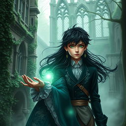 A realistic fantasy/dystopian romance book cover featuring Esmeralda (nicknamed Esme), a unique girl at an academy