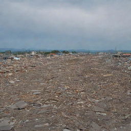 A powerful image of the aftermath of the tsunami in Banda Aceh, with demolished houses in the background. Only the Masjid Baiturrahman stands intact, amidst the debris, as a symbol of hope and resilience.