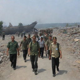 A poignant image of the evacuation teams arriving in Banda Aceh. Amid the rubble and destruction, they make a grim discovery of numerous casualties.