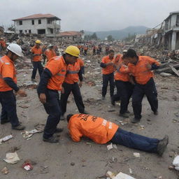 An emotive scene of the rescue team discovering the lifeless bodies of residents on the streets amidst the vast wreckage of the tsunami-stricken city of Banda Aceh.