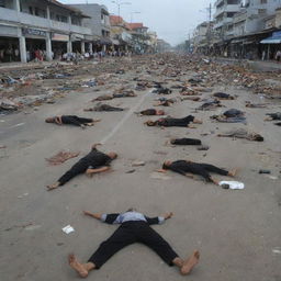 A deeply moving scene of the aftermath in Banda Aceh, showing the lifeless bodies of residents found in the middle of the streets amongst the wreckage caused by the tsunami.