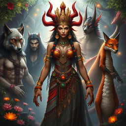 An enchanting depiction of a demon Indian princess, exuding an aura of majesty and mystique