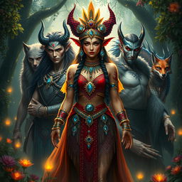An enchanting depiction of a demon Indian princess, exuding an aura of majesty and mystique