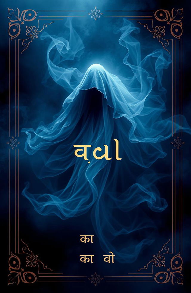 A mysterious and captivating book cover design for a novel titled 'रूह' by author कौशल यादव