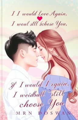 A romantic book cover featuring a couple in love; one person has a stylish boycut hairstyle and is wearing a trendy outfit, while the other has long flowing hair, elegantly styled, dressed in a beautiful dress