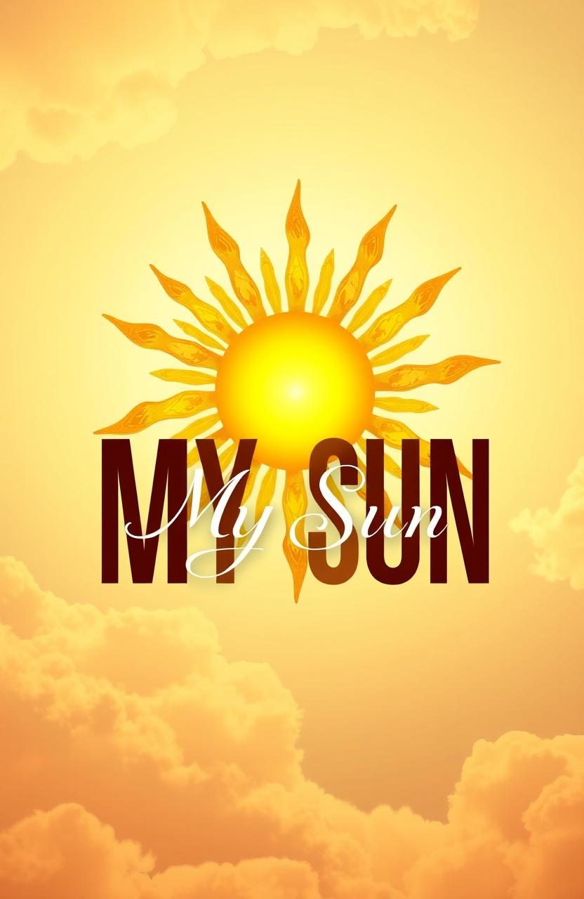 A beautifully designed book cover for a novel titled 'My Sun', featuring a vibrant sun symbol that radiates warmth and positivity