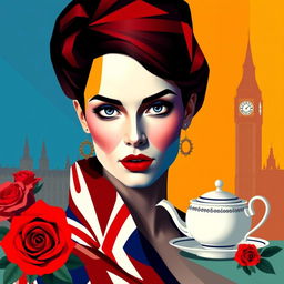 A striking cubist portrait of a woman that embodies the emblematic characteristics of England