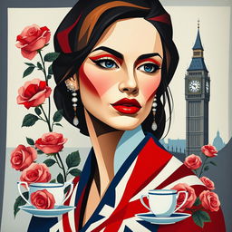 A striking cubist portrait of a woman that embodies the emblematic characteristics of England