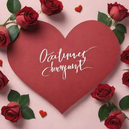 Create a romantic and captivating layout for a Valentine's Day advertising campaign, filled with red roses, heart-shaped chocolates, and lovely handwritten typography.