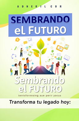 A vibrant ebook cover for "Sembrando el Futuro", focusing on transformation and entrepreneurship for parents and youth