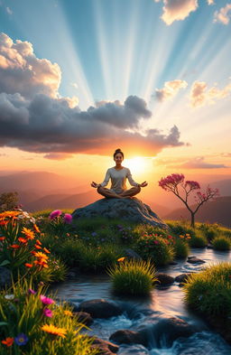 A vibrant and inspiring scene representing personal growth and self-improvement
