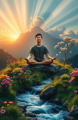 A vibrant and inspiring scene representing personal growth and self-improvement