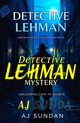 A captivating book cover for an investigational thriller novel titled "Detective Lehman Mystery" with the subtitle "Uncovering Crimes and Secrets"