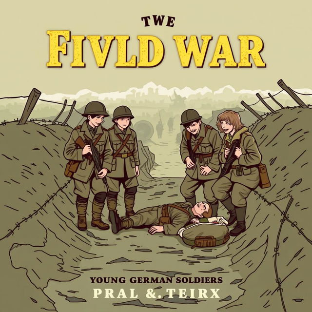 A historical novel cover illustrating the story of five young German soldiers during World War I