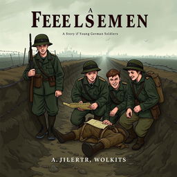 A historical novel cover illustrating the story of five young German soldiers during World War I