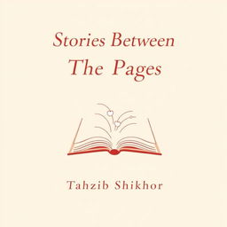 A simple and elegant book cover for a romance novel titled 'Stories Between the Pages' by Tahzib Shikhor
