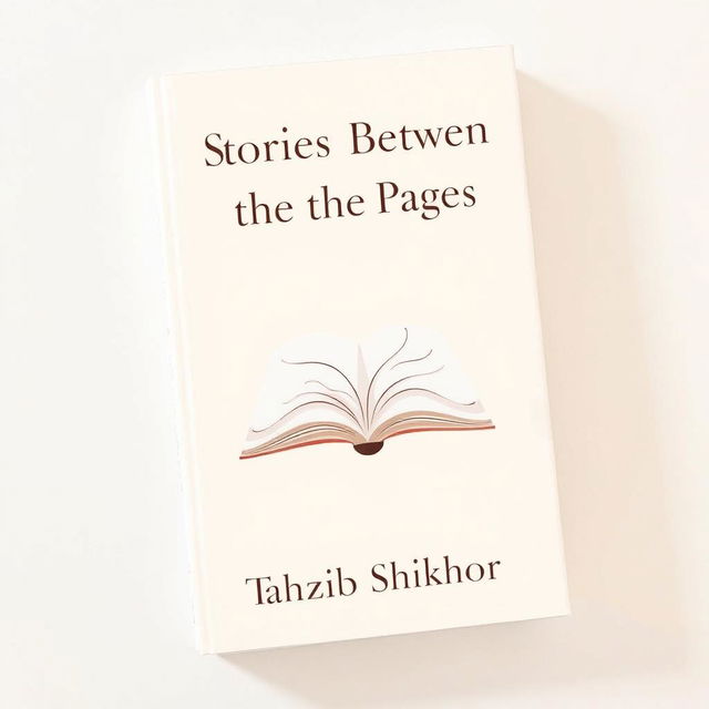 A simple and elegant book cover for a romance novel titled 'Stories Between the Pages' by Tahzib Shikhor