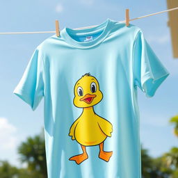 A smooth, wrinkle-free t-shirt featuring a vibrant, cartoonish duck design