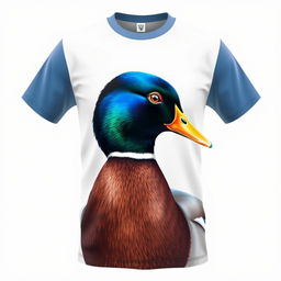 A design of a wrinkle-free t-shirt featuring a highly realistic illustration of a duck