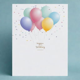 A clean and stylish design for a birthday card with plenty of blank space for personalized text. Incorporate celebratory elements like balloons, confetti, or cake in a subtle, minimalist manner.