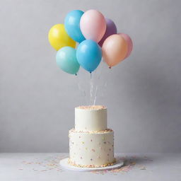 A clean and stylish design for a birthday card with plenty of blank space for personalized text. Incorporate celebratory elements like balloons, confetti, or cake in a subtle, minimalist manner.