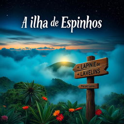 A visually engaging book cover design for 'A Ilha de Espinhos'
