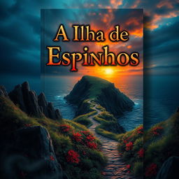 An artistic book cover design for 'A Ilha de Espinhos'