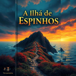 An artistic book cover design for 'A Ilha de Espinhos'