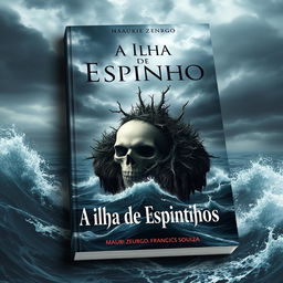 A captivating book cover design for 'A Ilha de Espinhos' by Màuri Zeurgo and Francis Souza