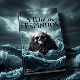 A captivating book cover design for 'A Ilha de Espinhos' by Màuri Zeurgo and Francis Souza