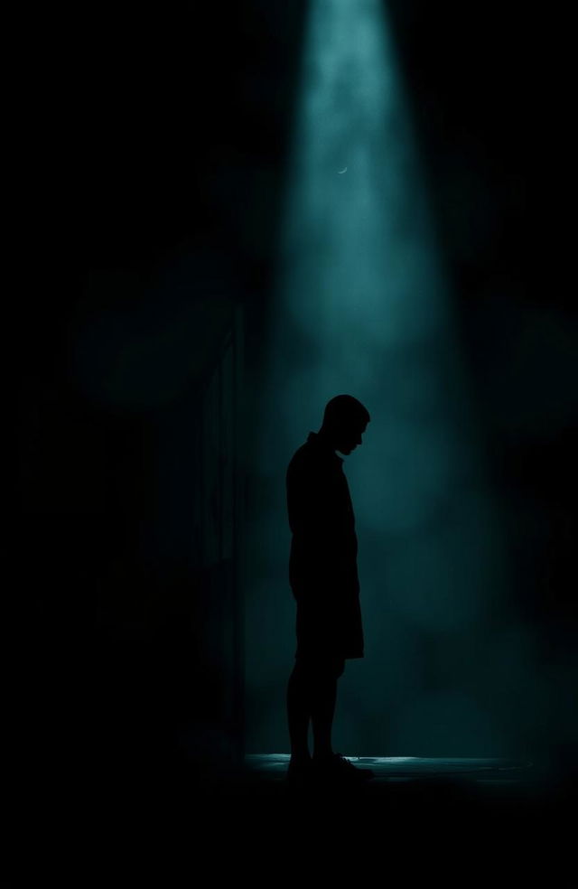 A moody, atmospheric scene featuring a dark background with silhouettes of two figures, representing Kenny and Bongani, standing apart yet gazing at each other