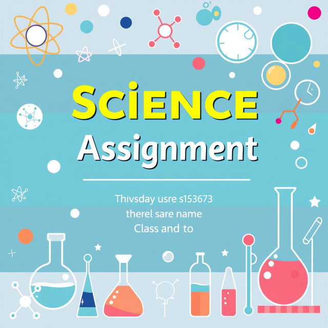 A visually appealing cover page for a science assignment, featuring a stylish and modern design