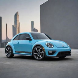 Futuristic concept design for a 2017 VW Beetle 1.8 Turbo, featuring innovative rim and spoiler designs, along with other unique accessories.