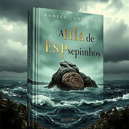 Capa de livro impactante para 'A Ilha de Espinhos'