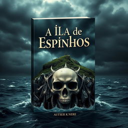 A captivating book cover design for 'A Ilha de Espinhos'