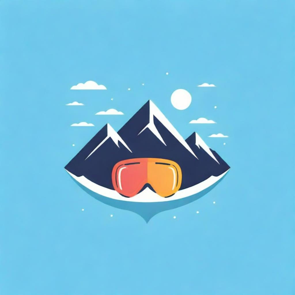 Create a vibrant and engaging ski-themed logo. Incorporate elements such as mountains, snowflakes, and ski equipment.