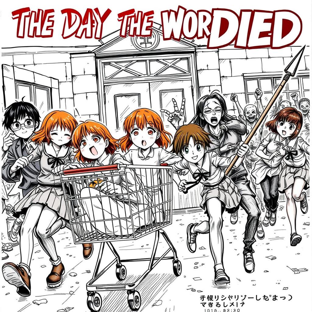 A manga cover titled 'The Day the World Died', illustrating an intense action horror scene